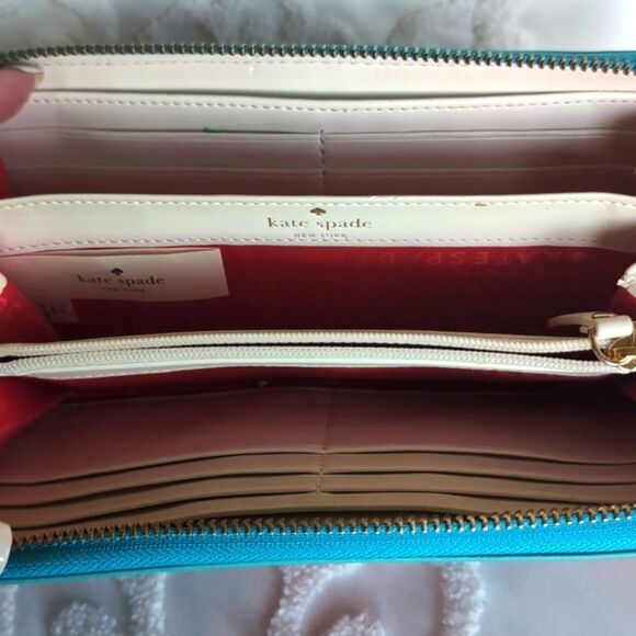 Kate Spade Turquoise Flame New York Moroccan Market Zip Around Wallet ♥️ NWOT - Picture 6 of 17